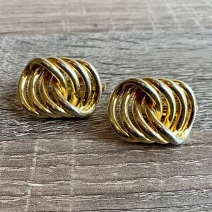 Vintage Givenchy Gold Tone Spiral Earrings, EUC